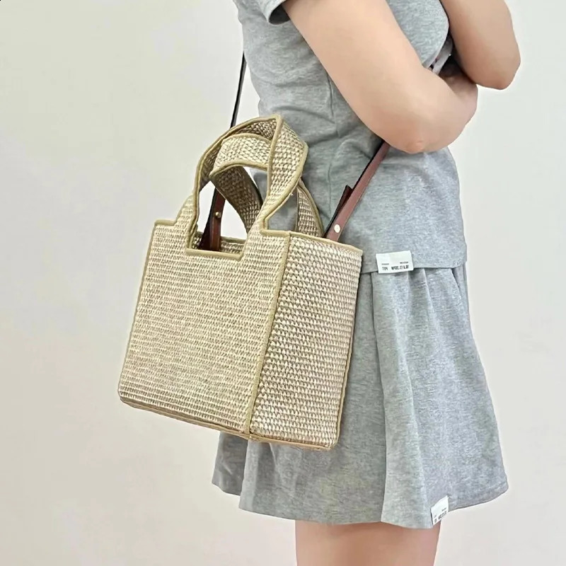y Product AA Canvas Shoulder Bag for Women Counter Raftia Female Messenger Solid Color Womens Handbag 240919