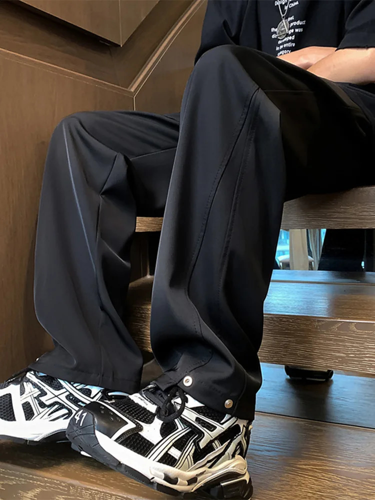 Cieanfit mens casual pants fashionable straight leg loose drawstring Trousers Spring and Autumn American heavyduty sports sweater 240913