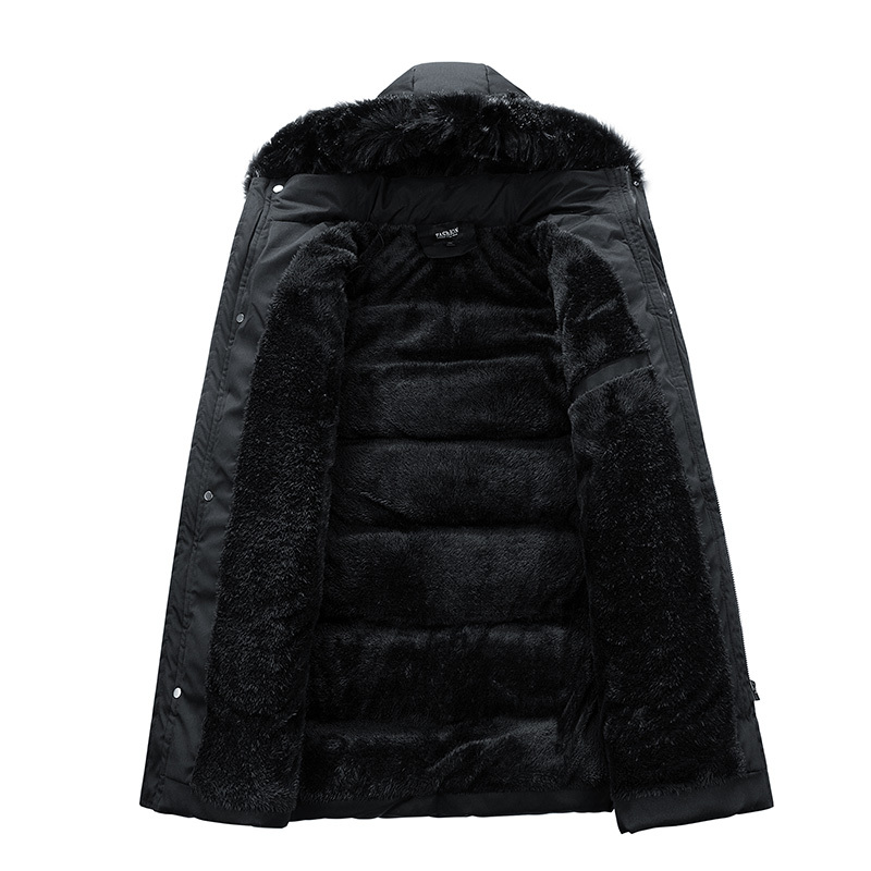2023 New Winter Warm Long Parka Fleece Thick Waterproof Windproof Coat Mens Fashion Solid Hooded Parkas Jacket Male