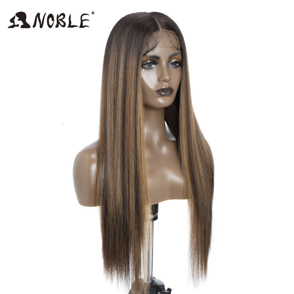 Noble Synthetic Front 30Inch 13X7 Straight lace Blonde Ombre Glueless Wigs For Women Cosplay Lace Wig synthetic