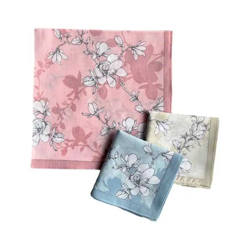 1PC Girls Women Printed Handkerchiefs Colorful Hankies Pocket Floral Pattern Square Hijab Handkerchiefs 45x45cm Random DeliveryX240921