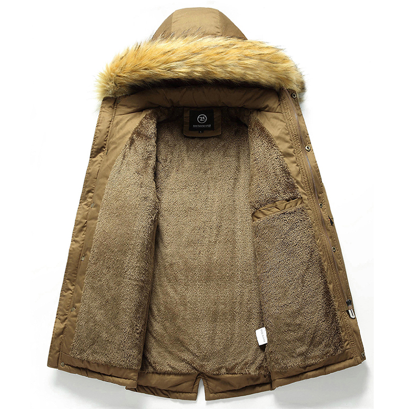 2023 Winter New Cotton Men Warm Hooded Casual Windproof Parkas Jacket Coat Mens Fleece Fur Collar Thicken Parka Male