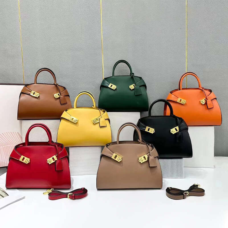 Fashion New Style Women's Tote High Quality Leather Premium Double With Metal Buckle Handbag Black Brown Crossbody Bag