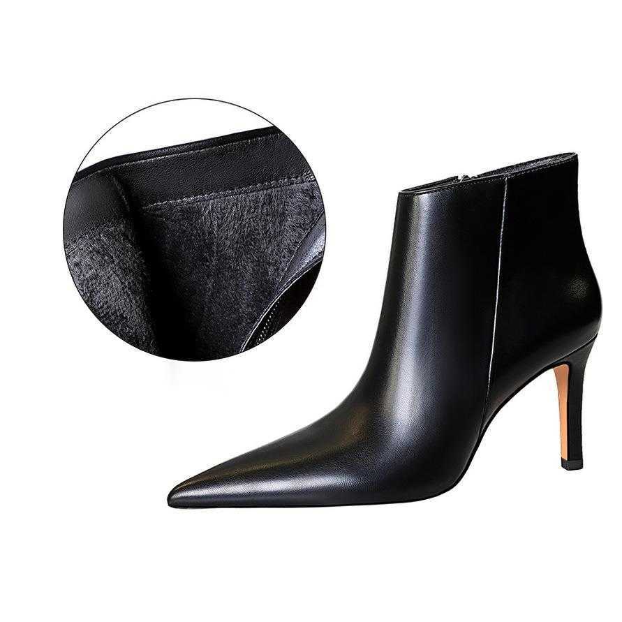 CMM Fashion Simple Sexy Nightclub Winter Side Zipper High Heel Tip Slim Fit and Bare Boots