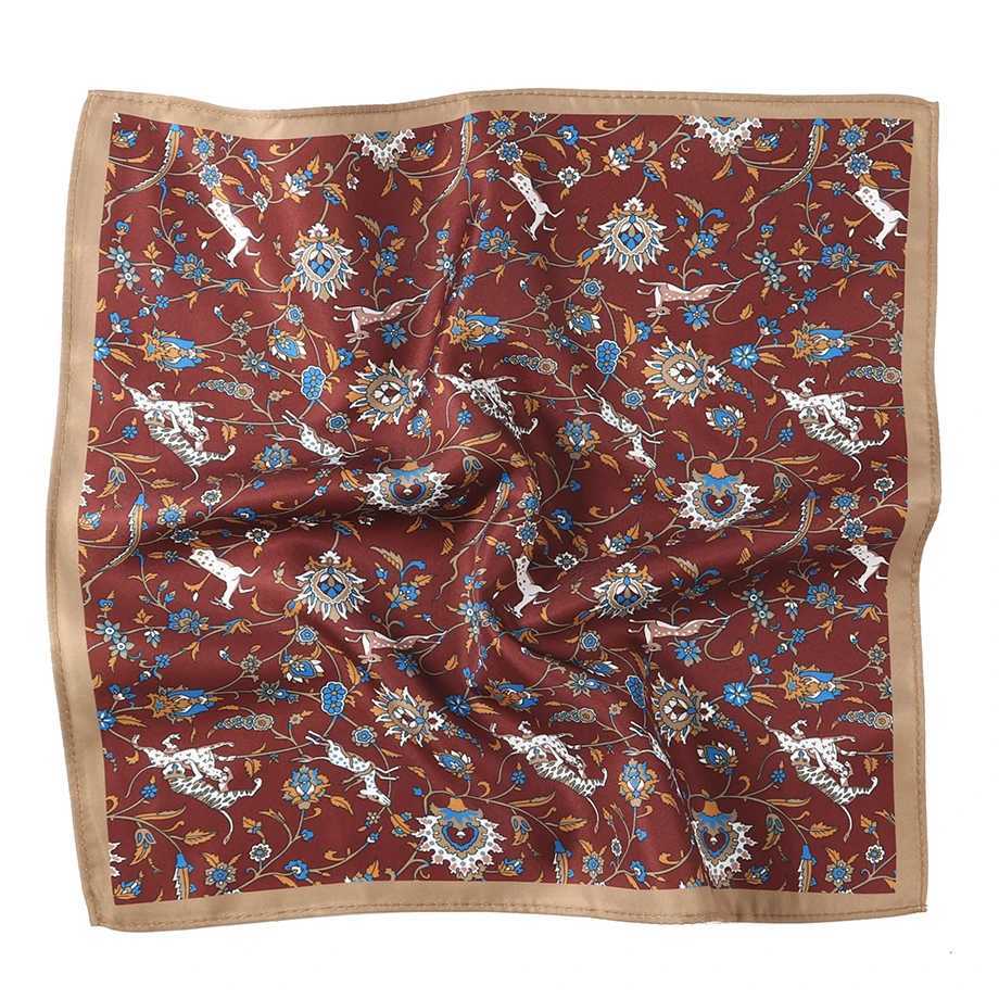 Tailor Smith Mens Classic Red Khaki Print Dot Handkerchiefs Paisley Floral Pockets Square Wedding Hankies Business Gift for HimX240921