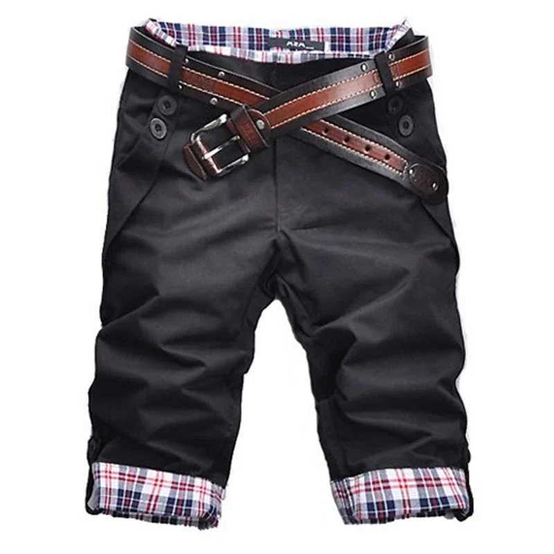 Shorts for Men Summer Fashion Mens Plaid Shorts Casual Slim Fit Men Streetwear Cargo Gym Shorts Men Clothing No BeltX240921