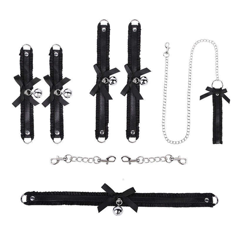 Sexy SM Props Bow Lace SM Set Maid Bell Collar Handcuffs Foot cuffs Alternative Adult Products