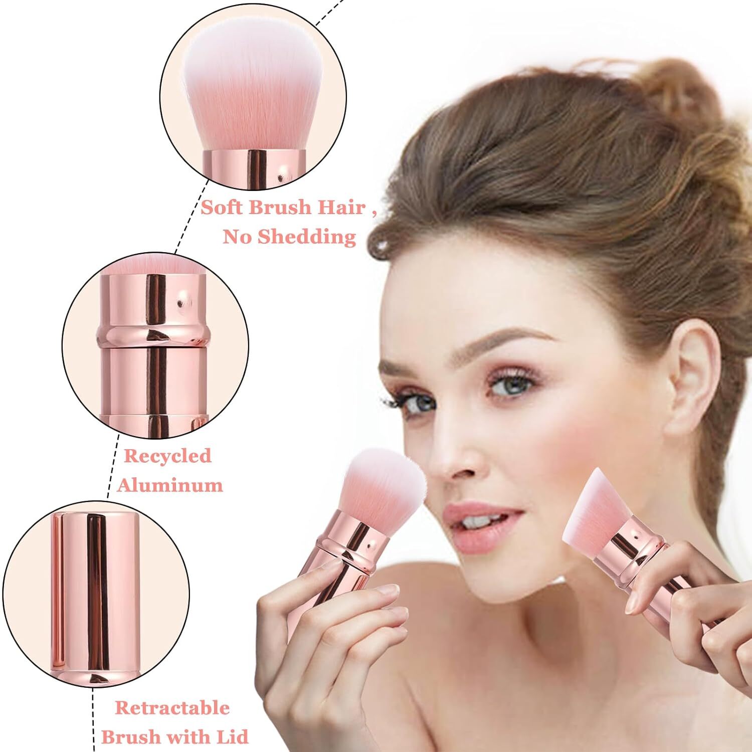 retractable spray gun kabuki brush suitable for all facial makeup and liquid foundation suitable for liquid face cream and foundation makeup aluminum 