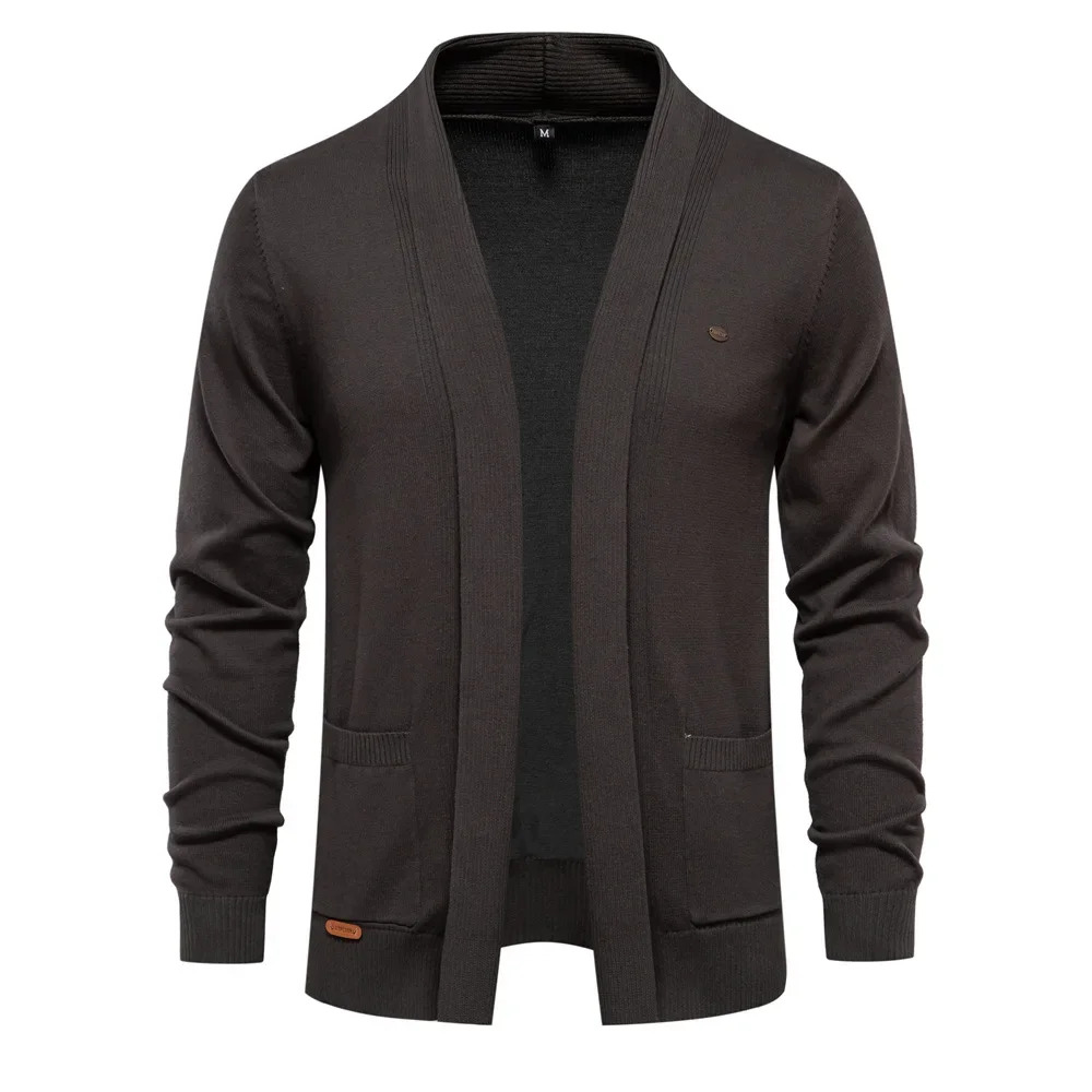 Autumn Winter Men's Cardigan High Quality Solid V-Neck Simple Business Casual Knitted Jacket New Sweater XXL Men Clothing