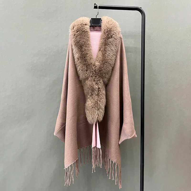 2023 New Raincoat Fashion Spring and Autumn Shawl Real Fox Fur Shawl Womens Street Clothing GX5565 W240921