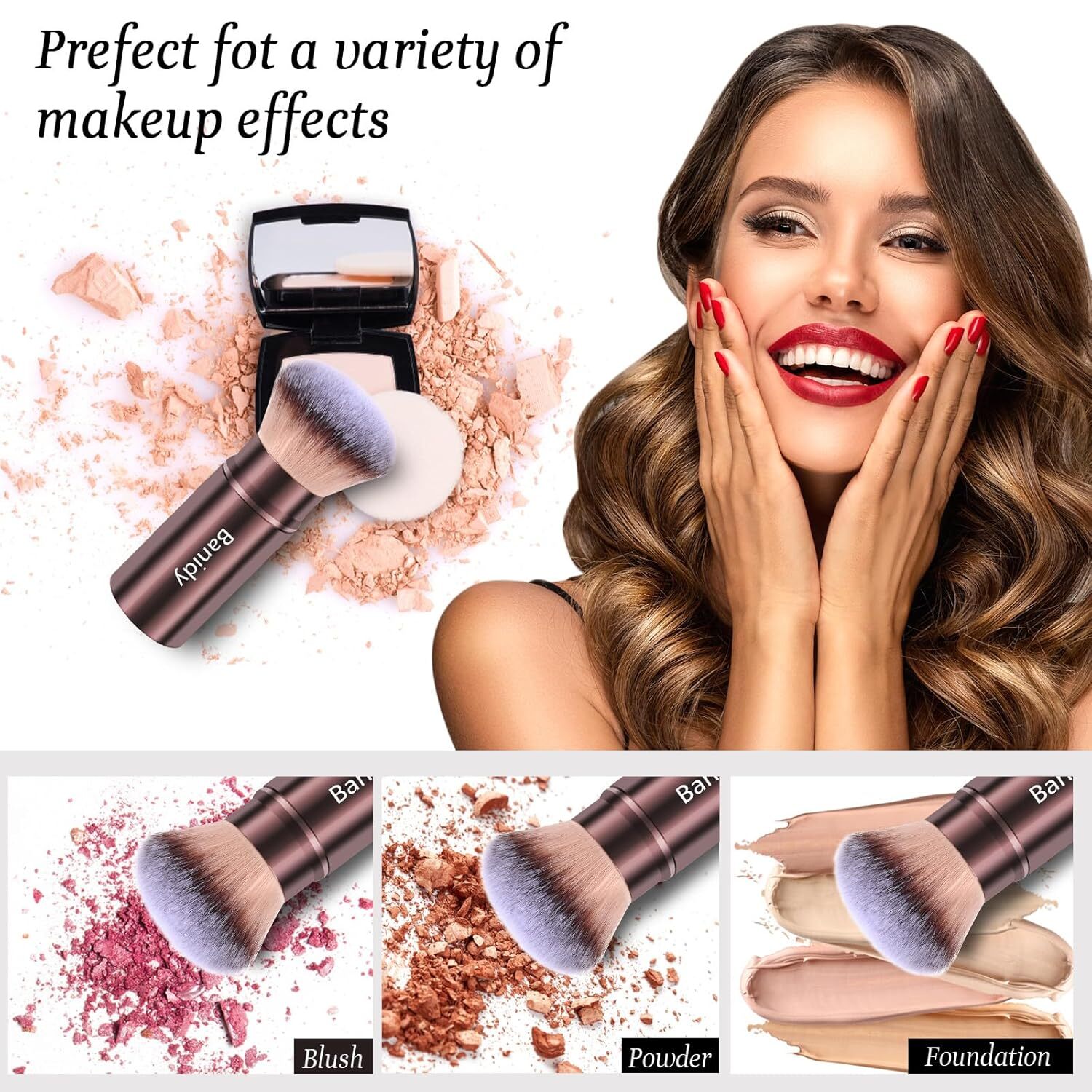 retractable spray gun kabuki brush suitable for all facial makeup and liquid foundation suitable for liquid face cream and foundation makeup aluminum 