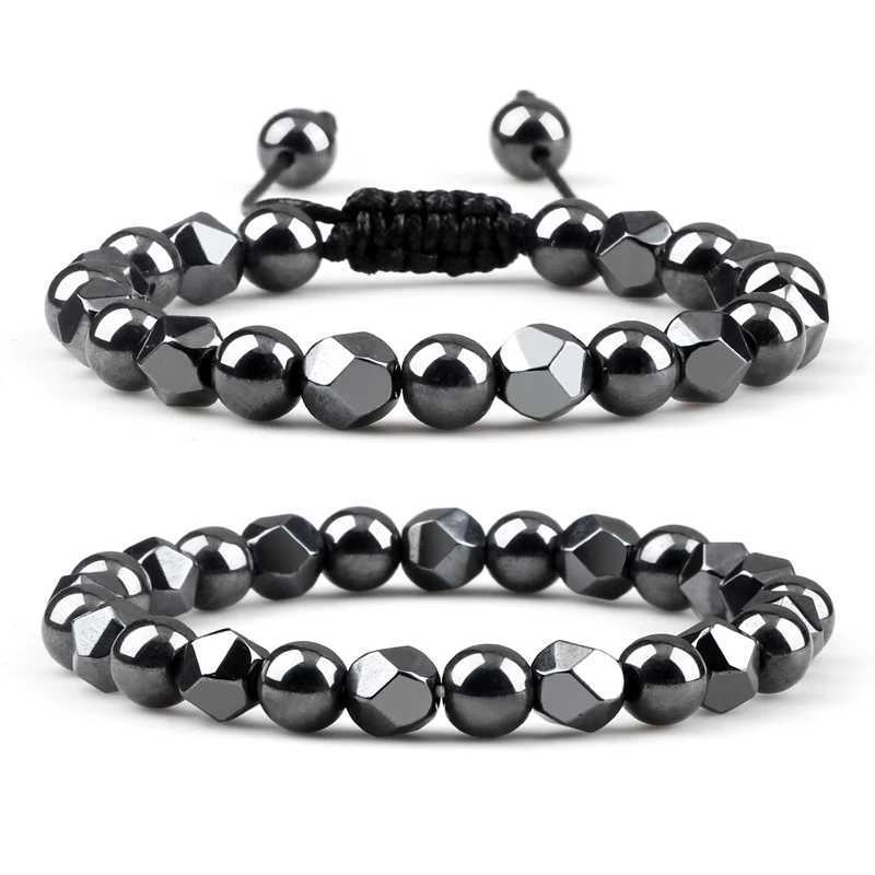 Men Irregular Hematite Beads Bracelet Charm Women 4 6 8MM Natural Lava Tiger Eye Bead Couple Bracelet Fashion Friendship JewelryX240921