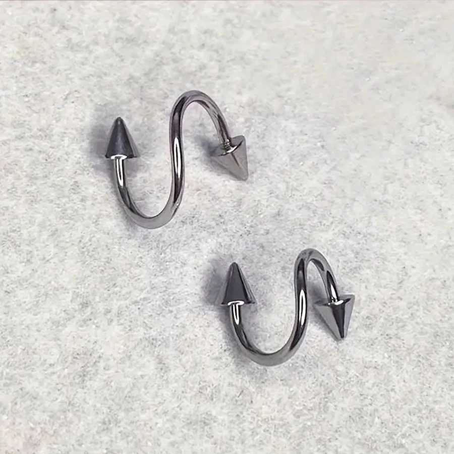2 stainless steel serpentine S-pole lip studs fashionable punk style perforated jewelry hypoallergenic Y240921