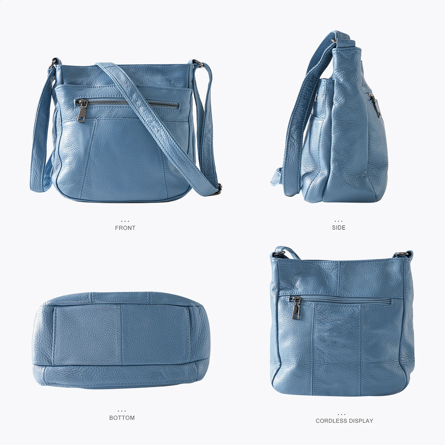 Angengrui leather womens bag casual shoulder cross body with multiple pockets messenger 240919