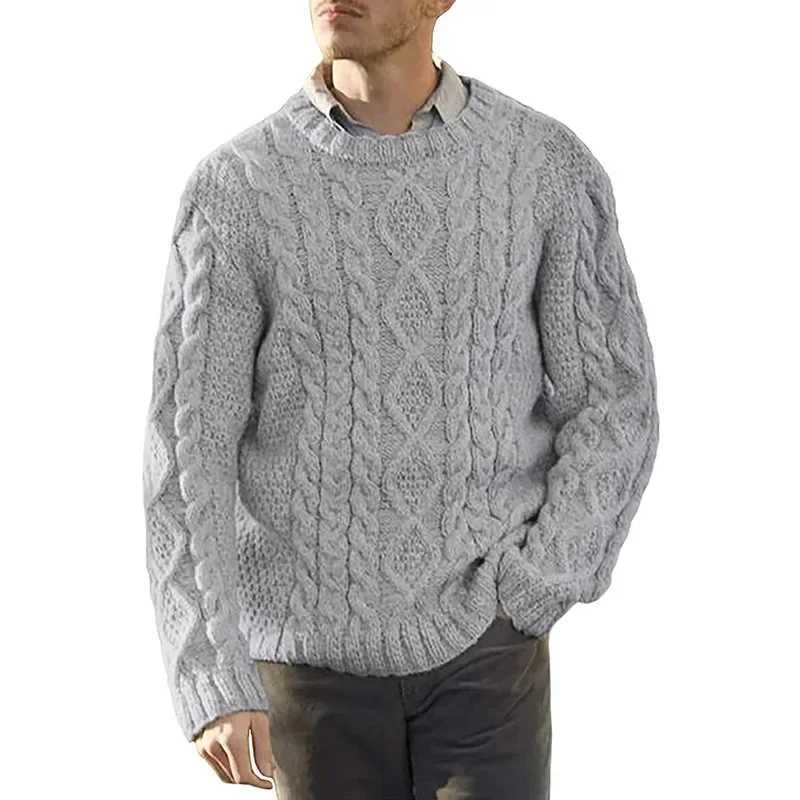 Autumn/Winter New Sweater Mens European and American Solid Round Neck Long Sleeve Knitwear Large Mens Wear M240921