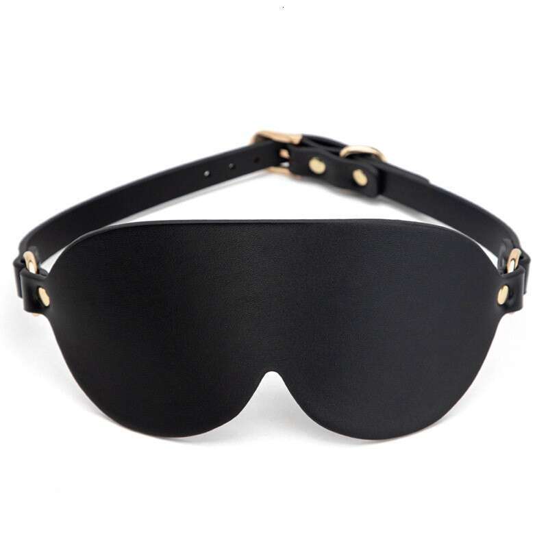 SM sex prop black blackout eye mask, high-quality PU leather sex eye mask, teasing and flirting adult sex toy