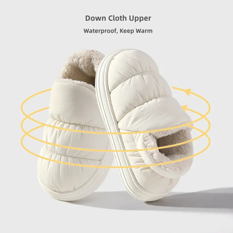 Winter Warm Men Slippers Casual Non-slip Platform Flats Home Waterproof Non Slip Shoes Indoor Outdoor Thick Plush Women Slides 240921
