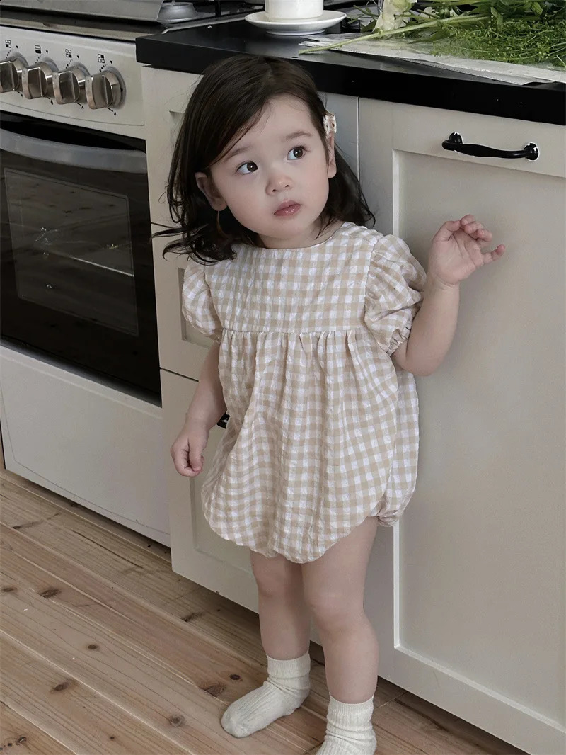Summer Girl Thin Puff Sleeves Onesie born Girls Loose Cotton Casual Bodysuit Infant Romper Kids Clothes 240902