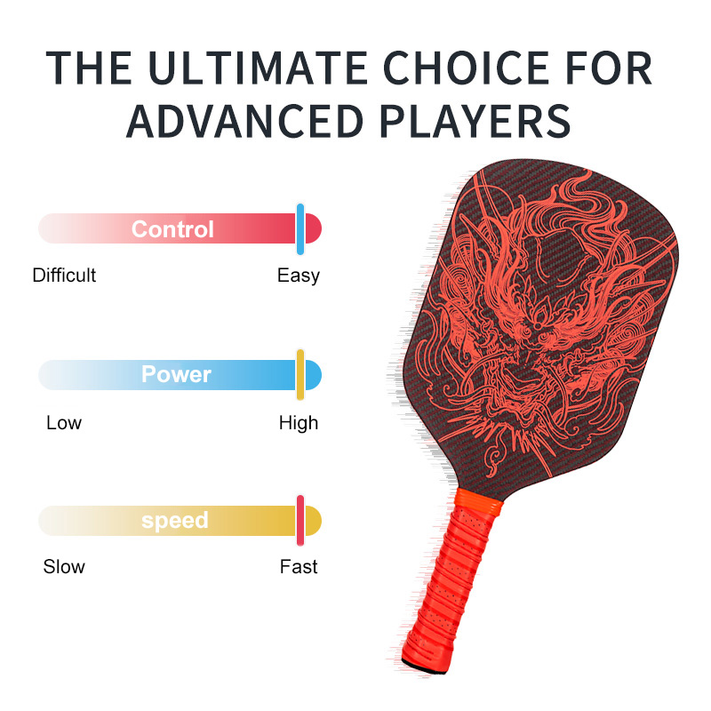 Dragon T700 Carbon Fiber Pickleball Paddle 16mm honeycomb core Thermoformed Unibody racket edgeless Increased Sweet Spot Textured Surface With Foam Ed