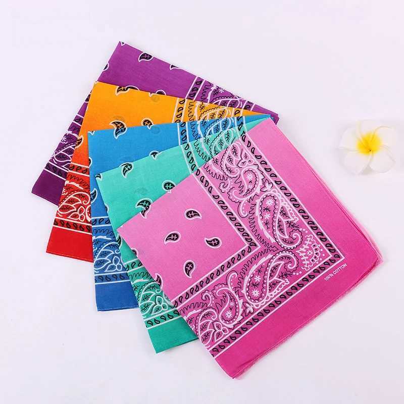 Colorful handle head Paisley tie dye Bandanas womens necklace head cotton headscarf handle head square 55cm X 55cm 1 piece W240921