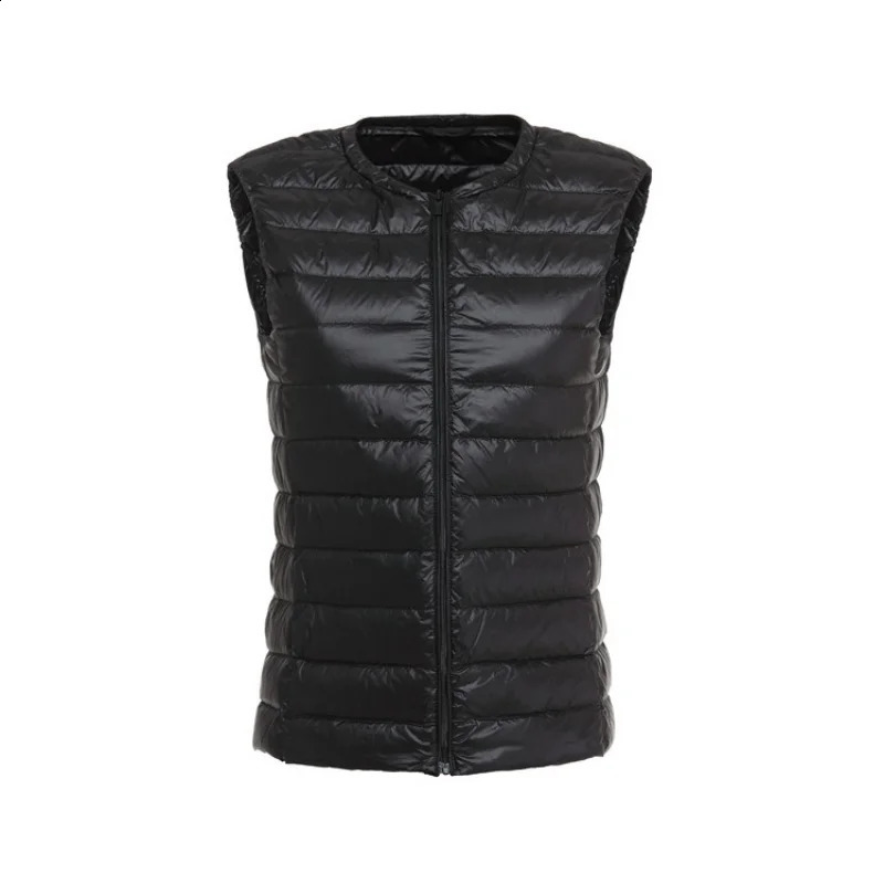 Womens autumn and winter ultra-thin packaging sleeveless jacket with size 5XL 6XL womens O-neck casual down vest jacket 240913
