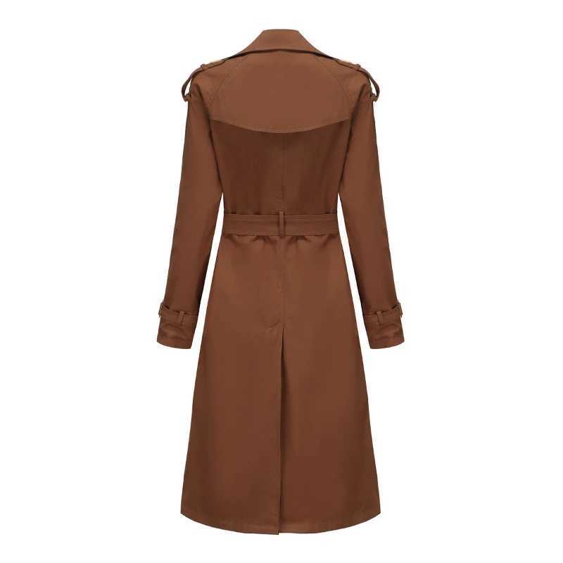 QNQO Hooded Trench Coat for Women Lace Up Vintage Casual Turn-down Collar Overcoat 2024 Autumn Winter Fashion Windproof ParkasX240921