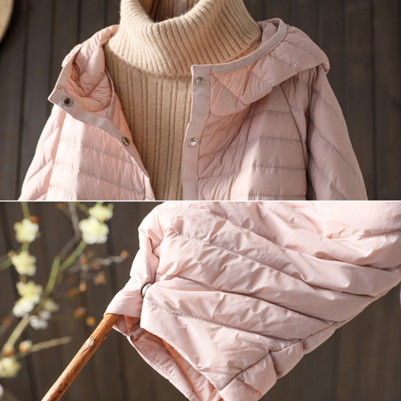 Schinteon Women Ultralight White Duck Down Jacket With Hood Over Size Loose Casual Autumn Winter Outwear Coat 2023 New
