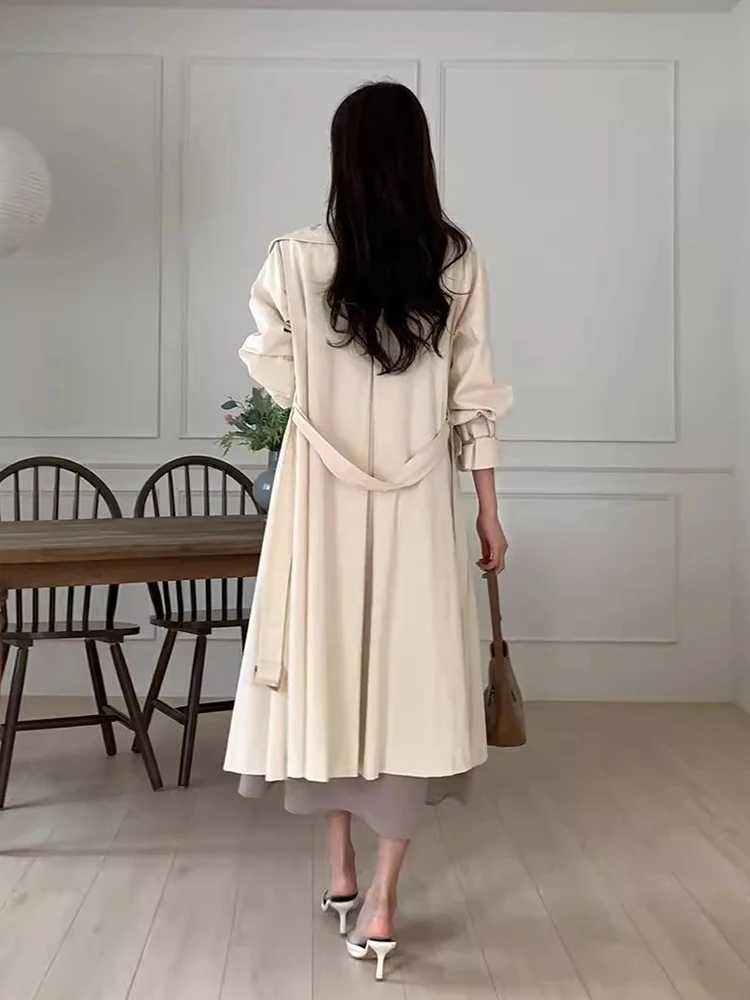 Gagarich Korean Chic Autumn Winter Retro Temperament Big Lapel Single Breasted Loose Medium Long Sleeved Woman Trench CoatX240921