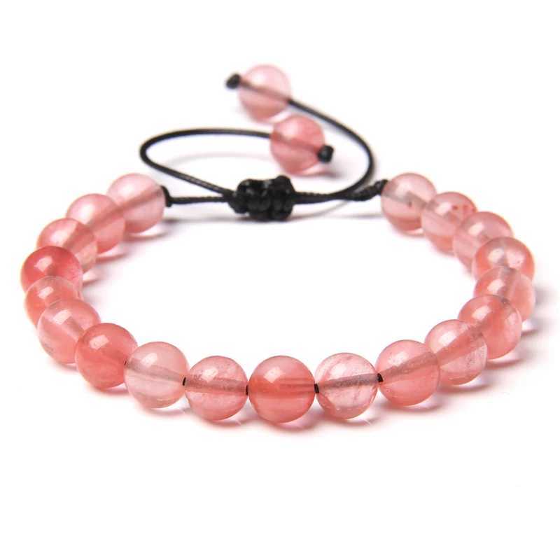 Red Orange Stone Bracelet 8mm Natural Agat Watermelon Beaded Bracelets Adjustable Yoga Lucky Bracelet for Women Female JewelryX240921