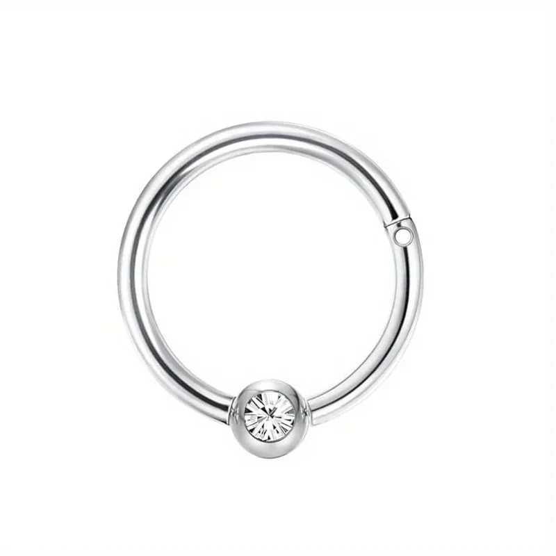1/6pcs Stainless Steel Septum Nose Rings Hoops CZ Hinged Clicker Nose Ring Lip Piercing Cartilage Hoop Earrings Jewelry Set Y240921