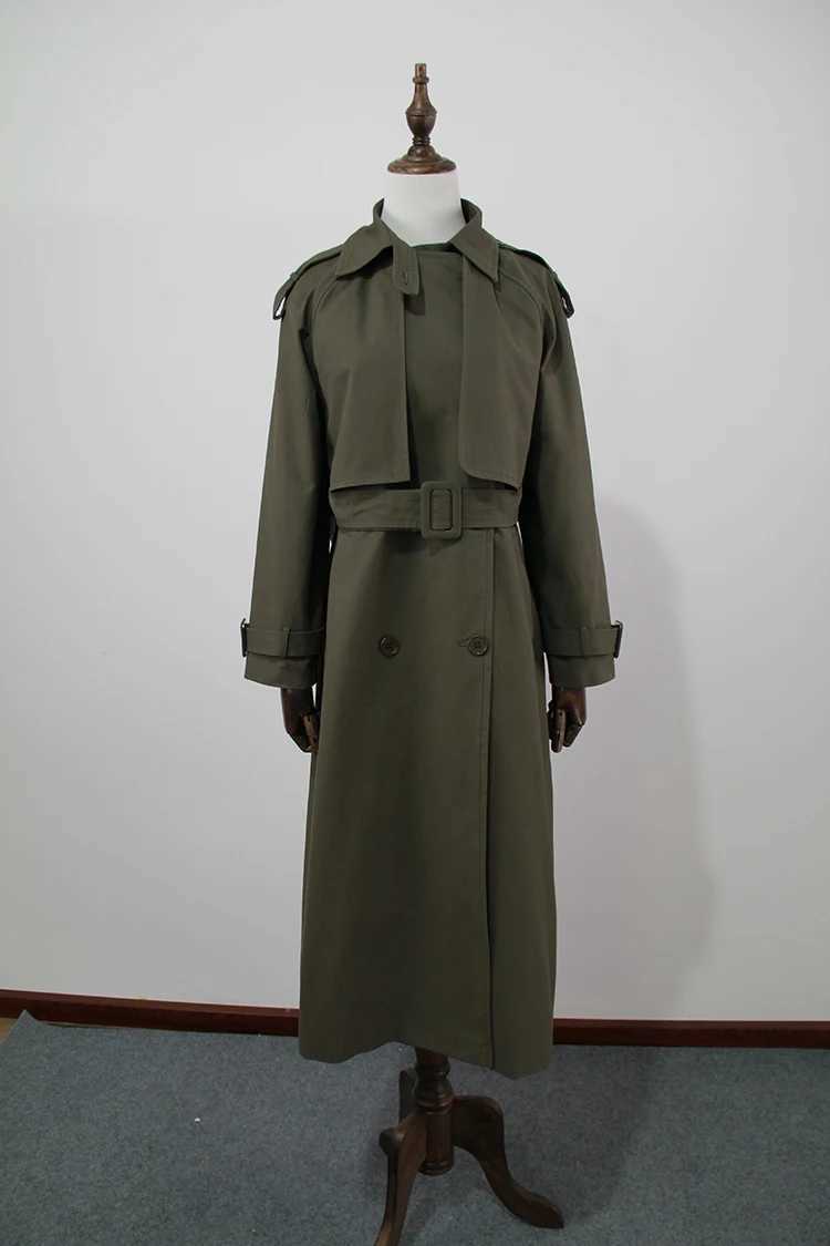 2024 Fall / Autumn New Design Women Stylish Cotton Long Trench Coat Female WindbreakerX240921
