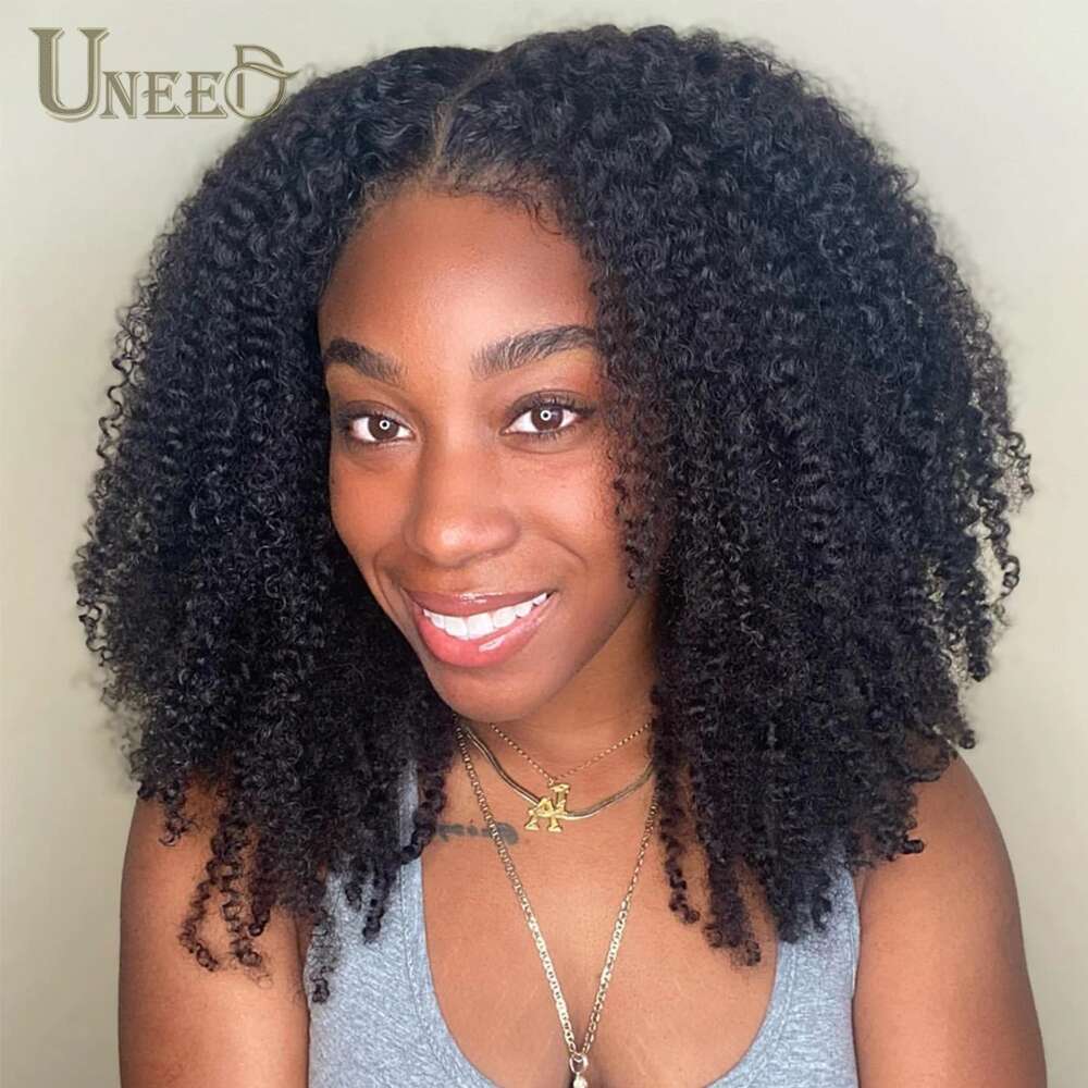 Mongolian 13x4 Front Human Hair Wigs Kinky Curly Lace Closure Wig For Women 180 Density