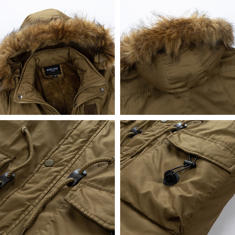 2023 Winter Warm Parkas Windproof Fleece Thick Jacket Men Fashion Fur Collar Hooded Coat Classic Casual Brand Parka Man