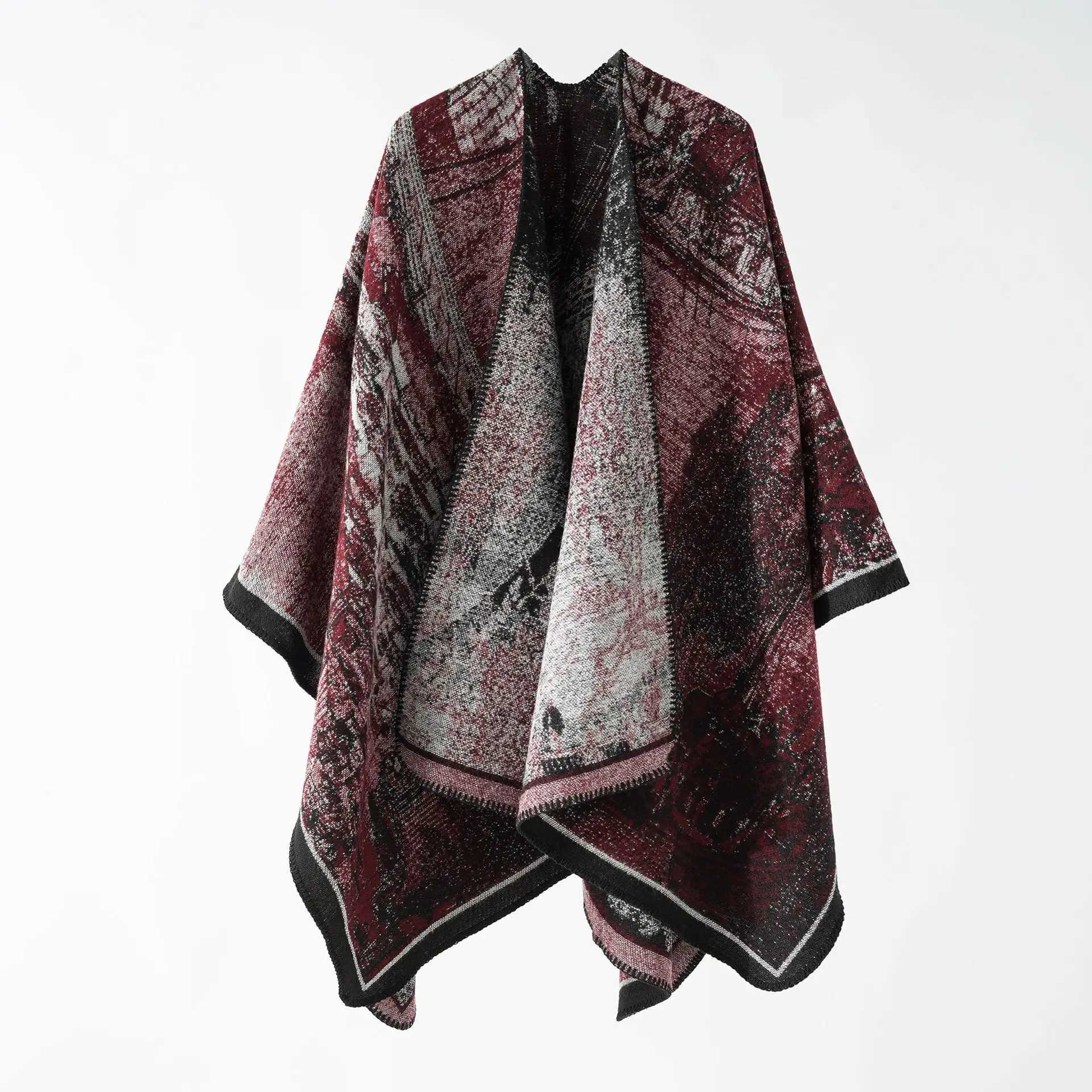 WeHello Bohemian retro ethnic style womens shawl big brand imitates cashmere cape thick autumn and winter scars W240921