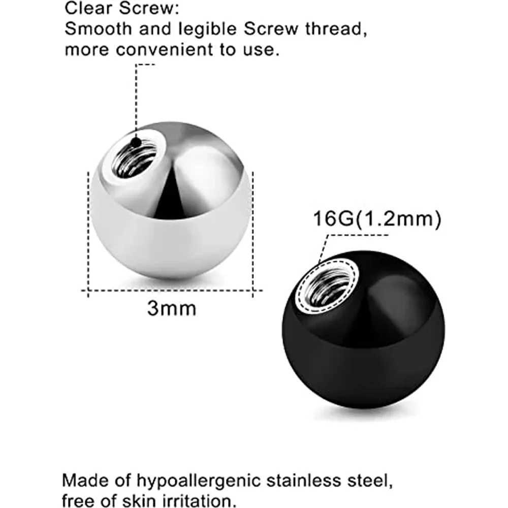 20/80 Pc Externally Threaded Piercing Balls Stainless Steel Replacement Balls Piercing Parts Lip Tragus Helix Body Jewelry Gift Y240921