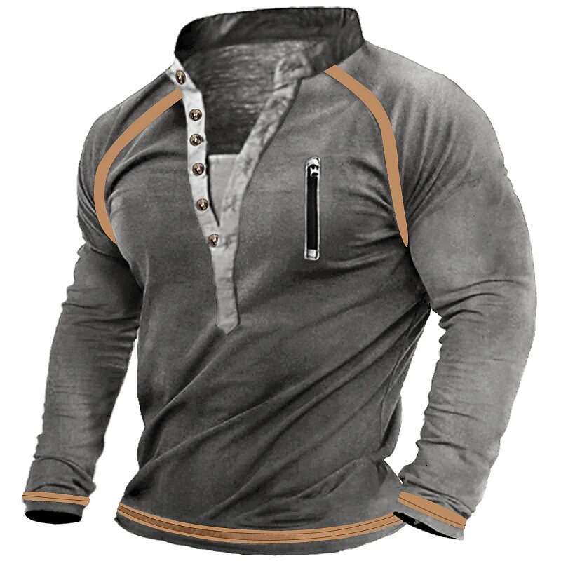 Foreign Trade Men's V-Neck Buttoned Hoodie Made Of Pure Cotton, Thickened And Warm Tactical Hoodie, Training On Pullover For Men's Long Slee