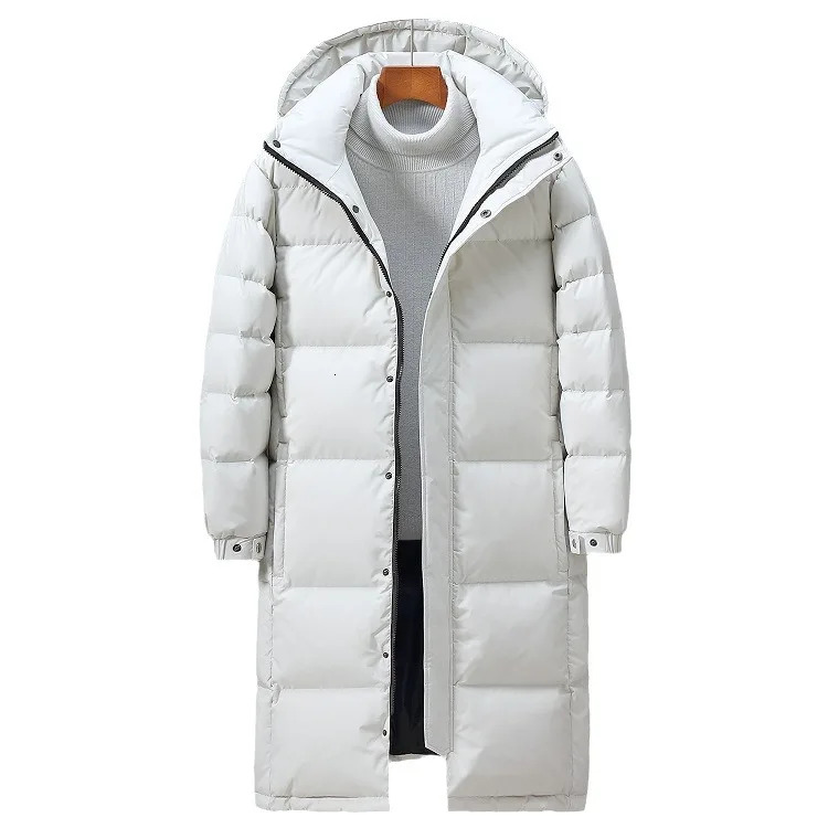 Mens Long Jacket High-Quality Male Thicked Warm Parkas Outdoor White Duck Down Hooded Jackets Men Winter Coats