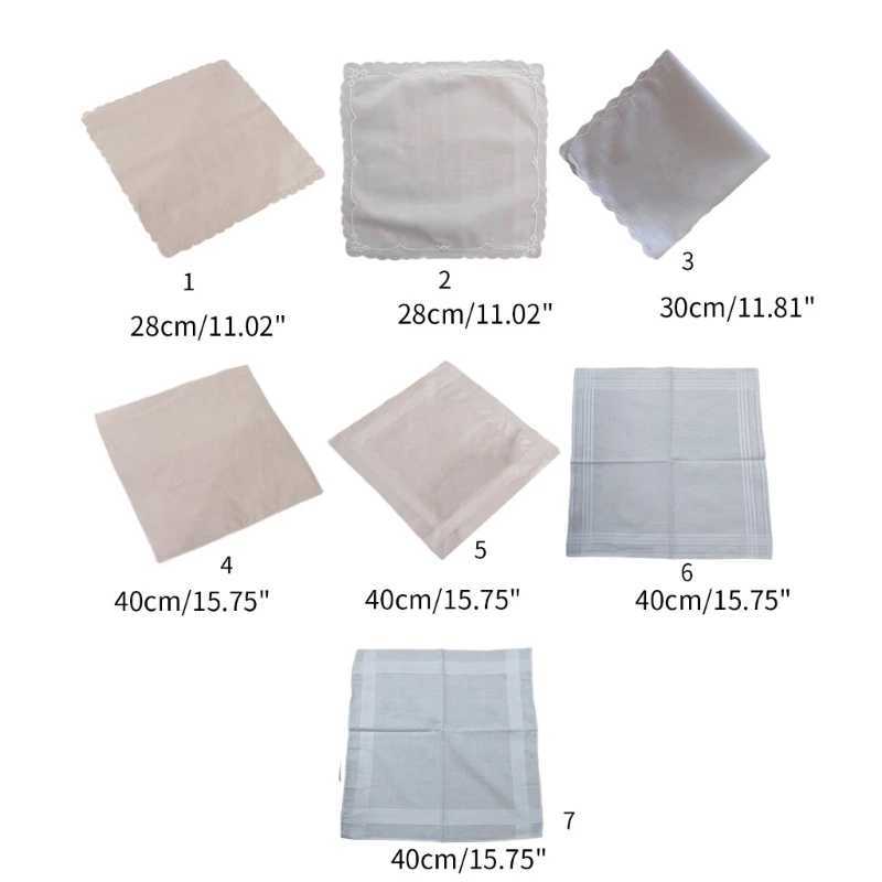 652F Soft and Elegant Lady Cotton Handkerchiefs Lace White Hankies for DIY Embroidery Tableware Cotton Women Hankies PartyX240921