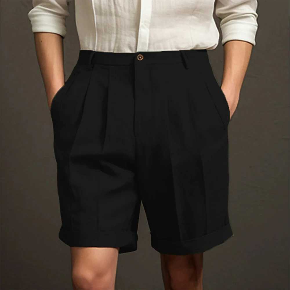 M XXL 2024 Summer Men Shorts for Classic Office Home Solid Color Casual Loose Pants High Elastic Waist Slim Fit Cargo TrousersX240921