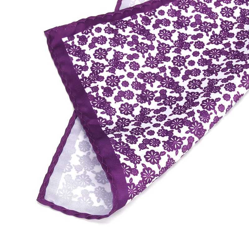Brand New Mens Handkerchief Classic Flower Print Pocket Square Soft Silk Hankies Wedding Party Business Hanky Chest Towel GiftX240921