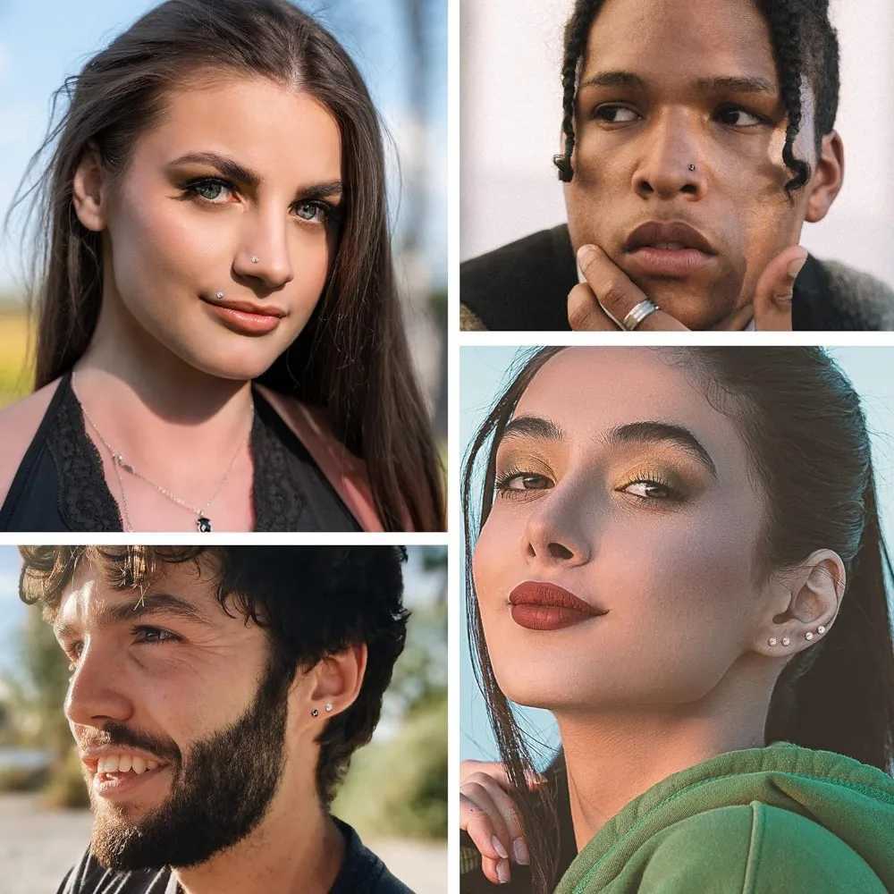 BESTEEL 1Pc 18 Gauge Stainless Steel Nose Studs Ear Studs Piercing Body Piercing Cubic Zirconia Inlaid industrial piercing Y240921