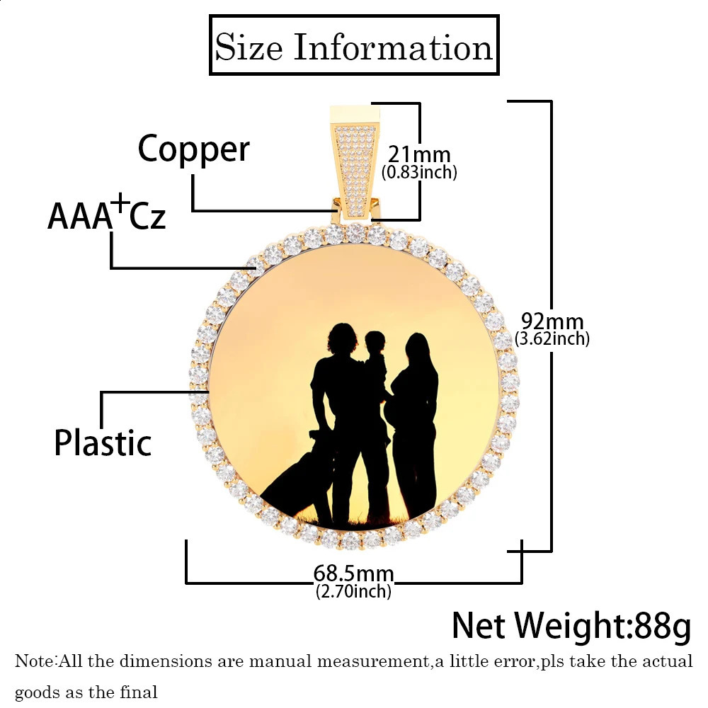 Custom Made Big Po Medallions 18k Gold Necklace Pendant Iced Out Cuban Men Hip Hop Picture Jewelry Gift Can Free Custom 250206