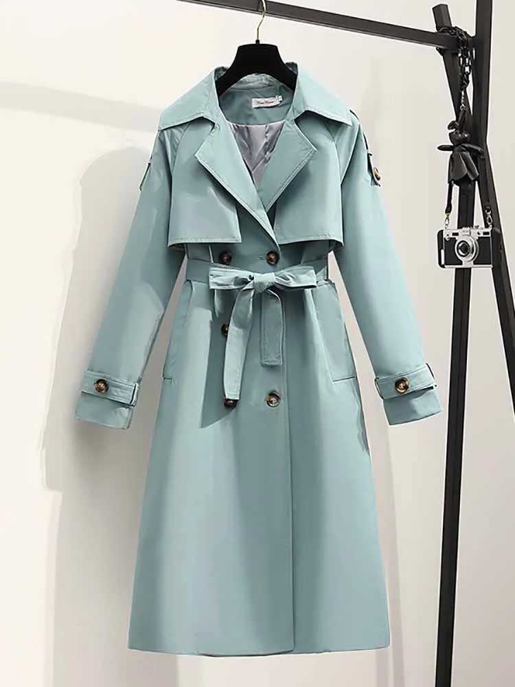 Heliar Women Long Trench Coat Fashion Windproof Coat Double Breasted Trench TRAF Coats Green Belt Windbreaker WinterX240921