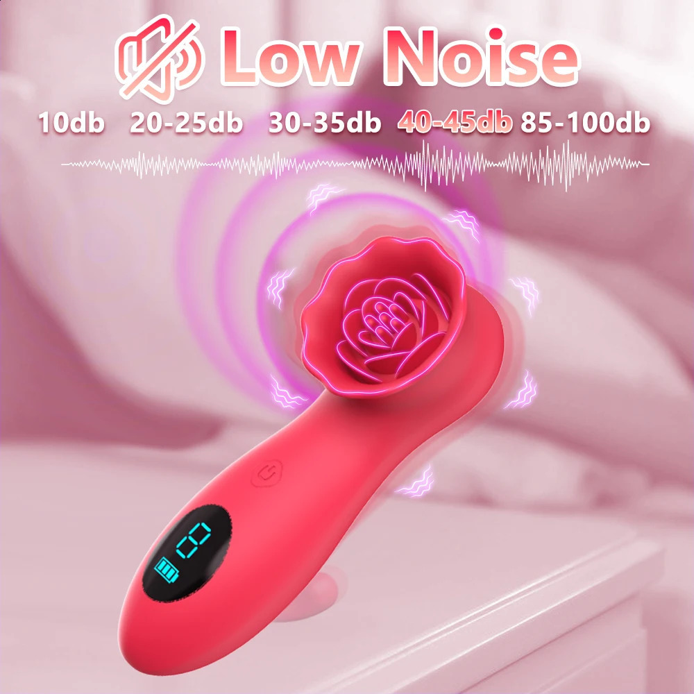 Rose G-Spot Vibrator Female Nipple Massager Glans Clitoris Stimulator Battery Display Vibrating Maturbator Sex Toys for Adult 240914