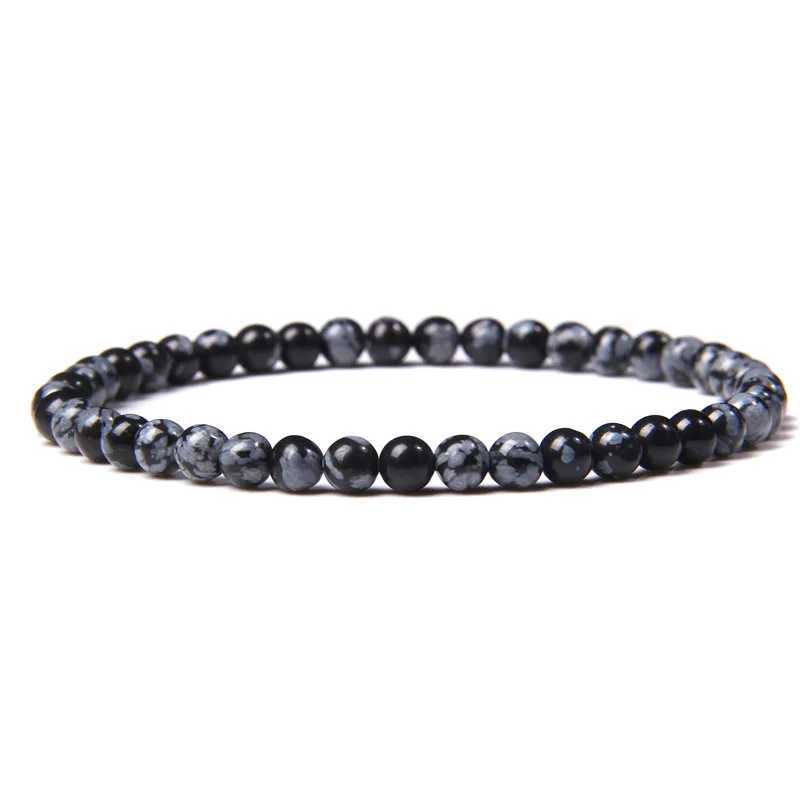 New Black Beaded Bracelet 4mm Mini Lava Malachite Onyx Natural Stone Bracelets For Women Men Cool Goth Wristband Fashion JewelryX240921