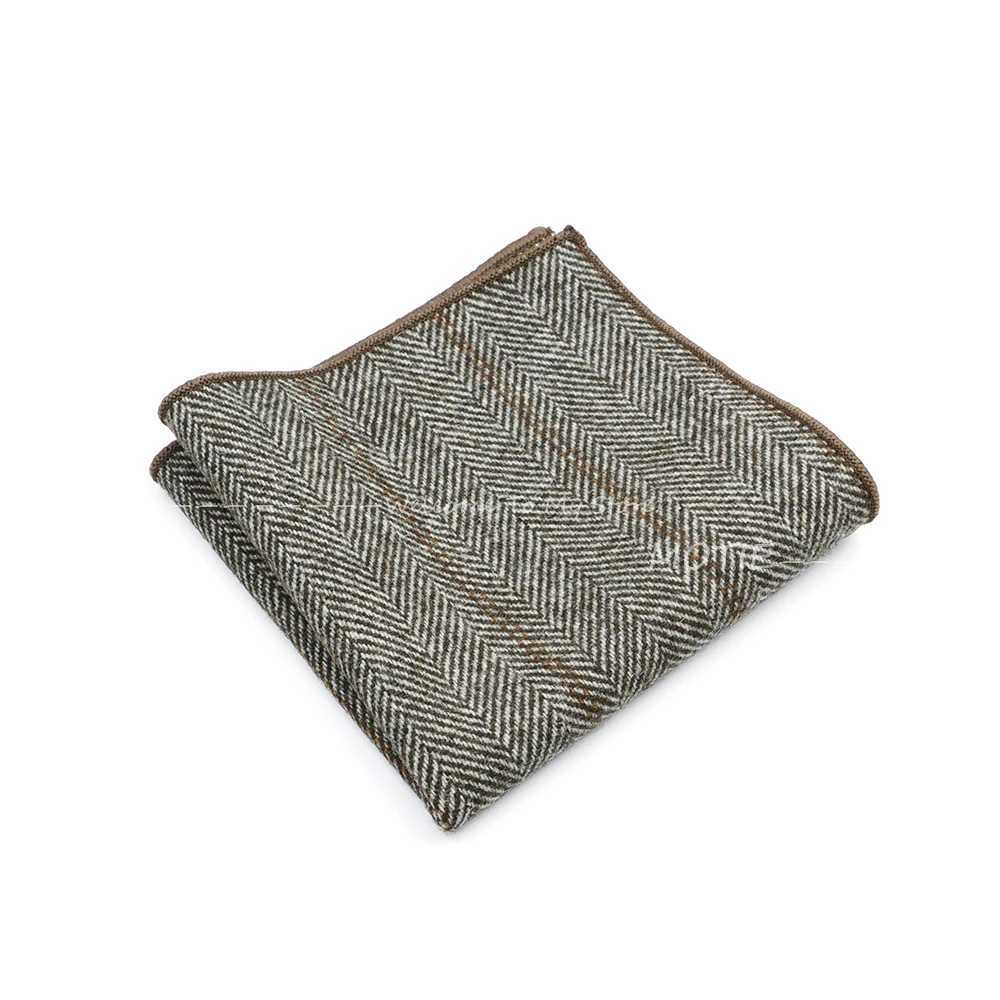 Mens Classic Hanky Plaid Striped Pocket Squared Handkerchief Wool Brown Grey Hankerchief Wedding Party Gift for Man AccessoriesX240921