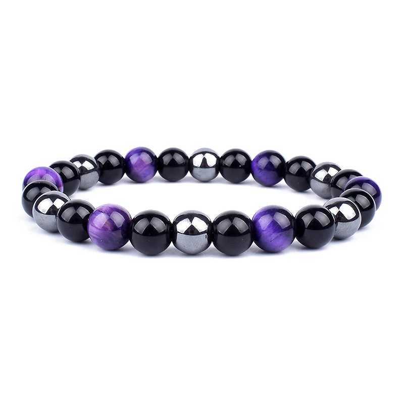 Natural Tiger Eye Beads Bracelet Hematite Stone Beaded Yoga Energy Bracelet for Women Men Charm Jewelry Gifts Pulsera de hombreX240921