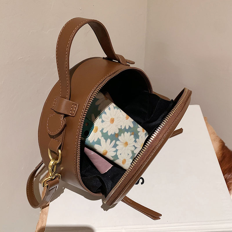 Round Leather Crossbody For High Quality Handbags Women Bags Designer Shoulder Bag Female Retro Clutch Purses