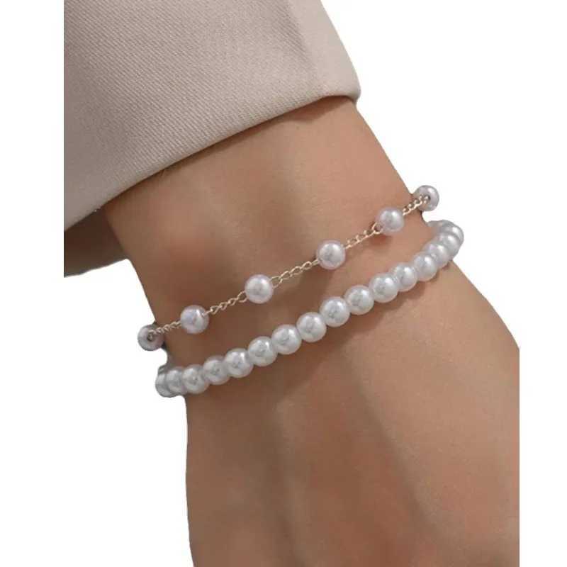 Kpop Style Sweet Beaded Bracelet For Women Elegant Simple Imitation-pearl Chain Wristband Accessories Party Wedding Gift JewelryX240921