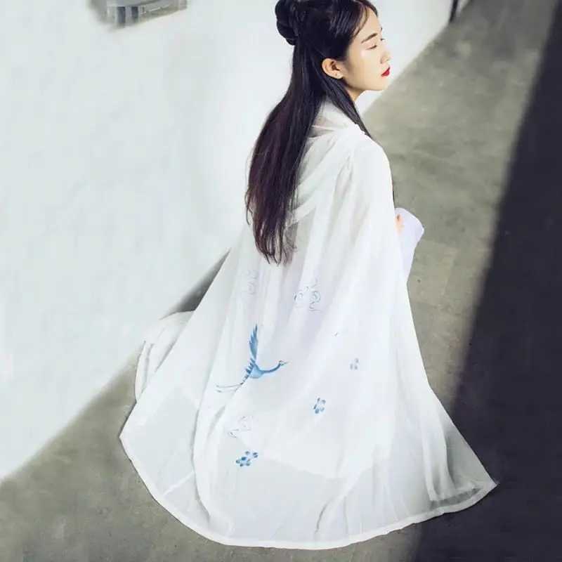 2021 Womens Summer Short sleeved Antique Coat Chinese Chiffon Sunscreen Clothing Retro Outdoor Shawl Hanfu Womens Open Top zh764 W240921
